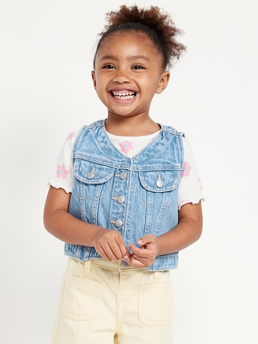 View large product image 1 of 2. Cropped Jean Vest for Toddler Girls