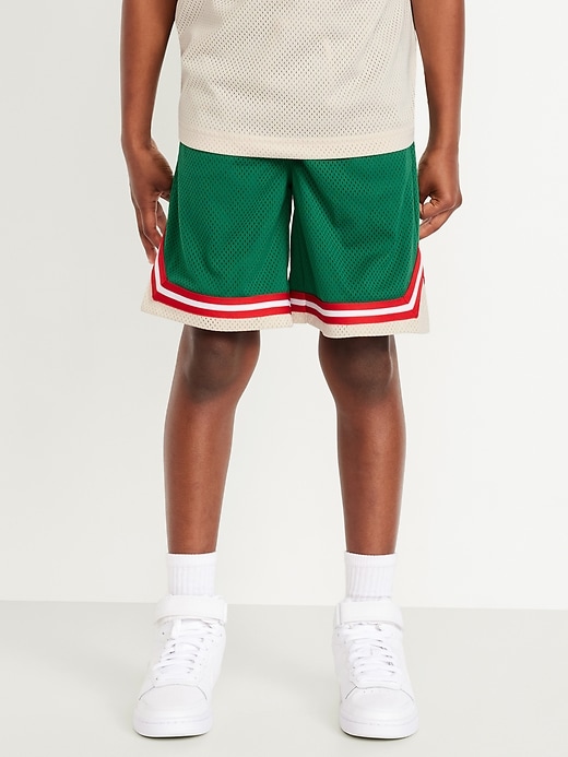 View large product image 1 of 4. Knee Length Mesh Basketball Shorts for Boys