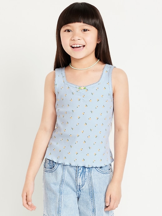 View large product image 1 of 3. Printed Fitted Ribbed Tank Top for Girls