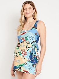 Image number 1 showing, Maternity Classic Wrap Swim Dress