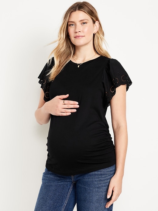 Image number 1 showing, Maternity EveryWear Flutter Sleeve Top