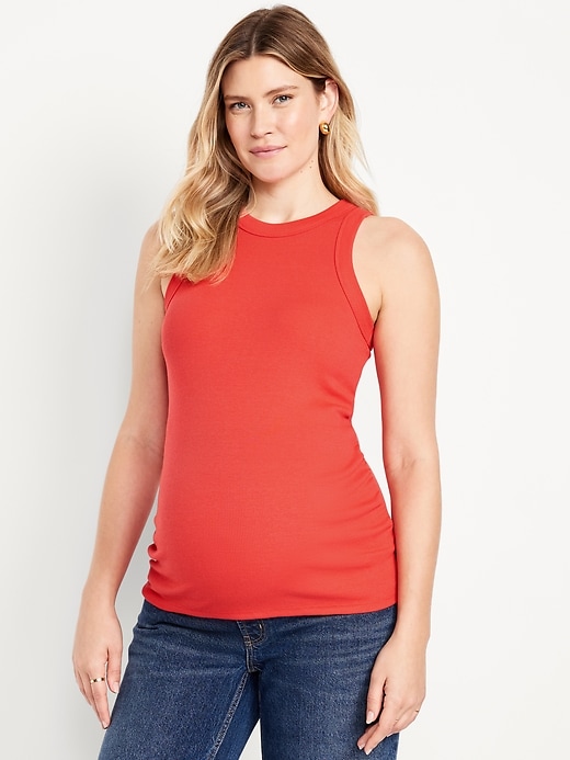 Image number 1 showing, Maternity High-Neck Ribbed Tank Top