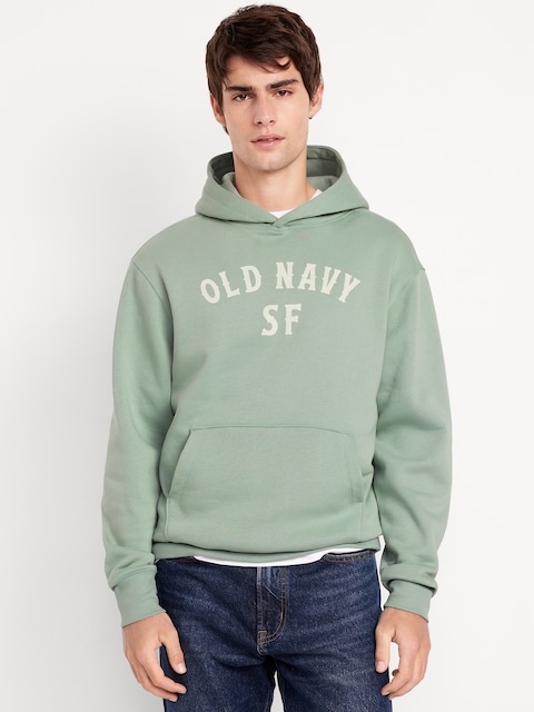 Oversized Logo Pullover Hoodie for Men