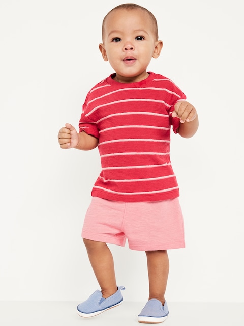 Short-Sleeve Jacquard-Knit T-Shirt and Shorts Set for Baby
