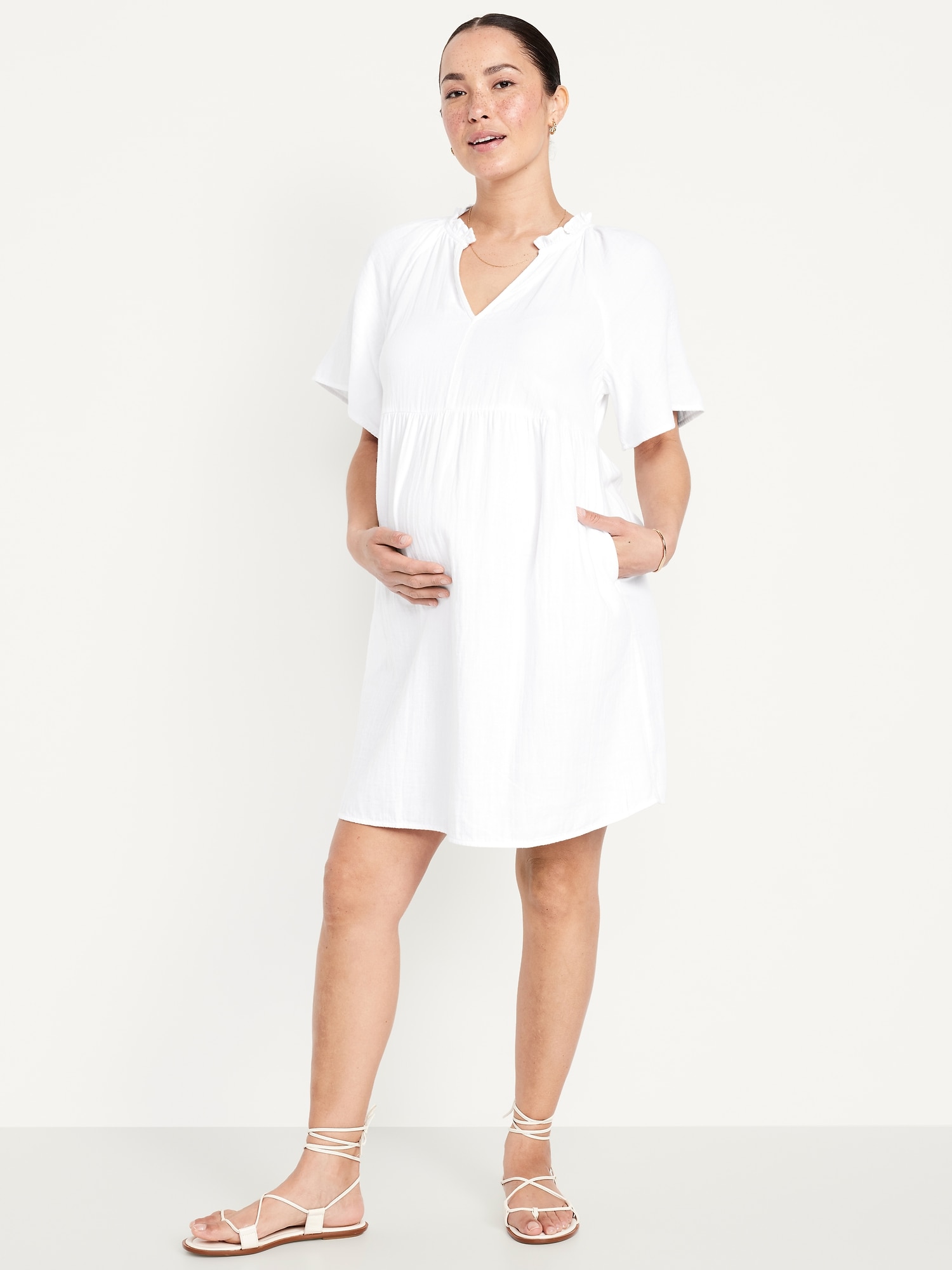 Maternity Crinkle Gauze Mini Dress