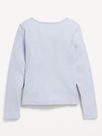 View large product image 3 of 3. Fitted Long-Sleeve Ribbed Lace-Up Top for Girls