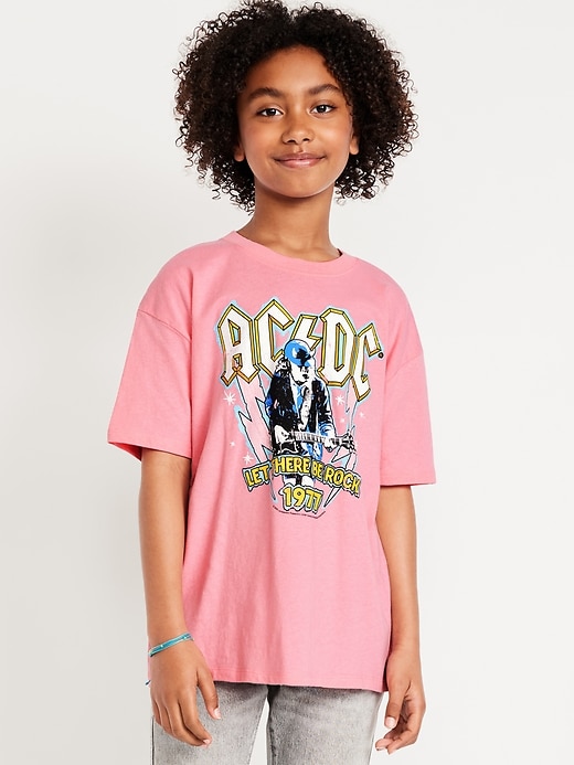 View large product image 1 of 2. AC/DC™ Oversized Graphic T-Shirt for Girls