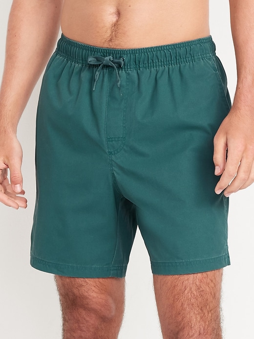 Image number 1 showing, Garment-Dyed Swim Trunks -- 7-inch inseam