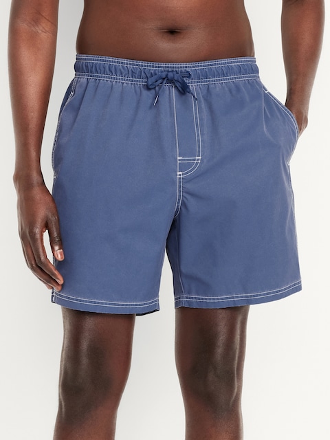 Washed Swim Trunks -- 7-inch inseam - Blue