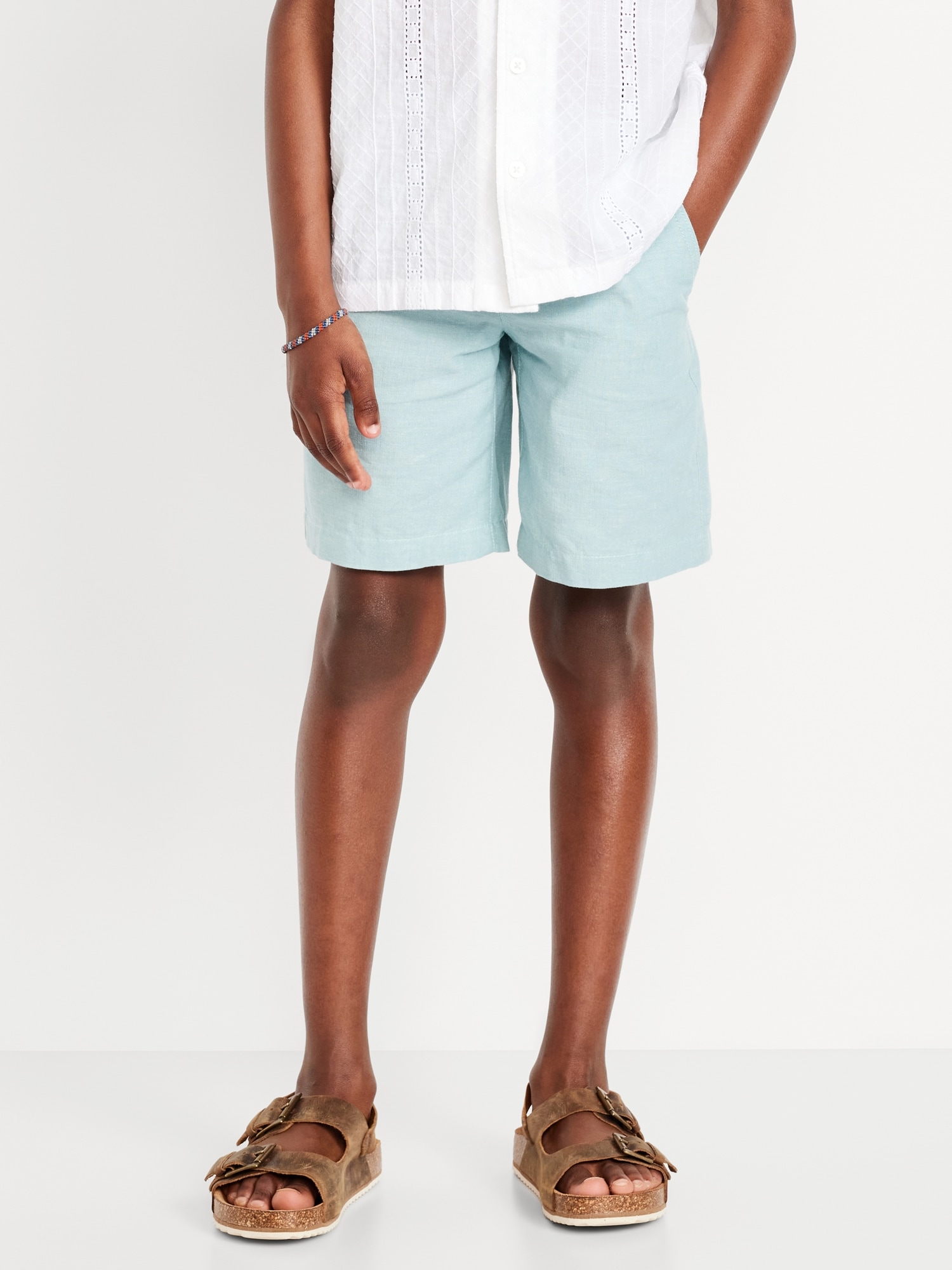 Knee Length Linen-Blend Shorts for Boys