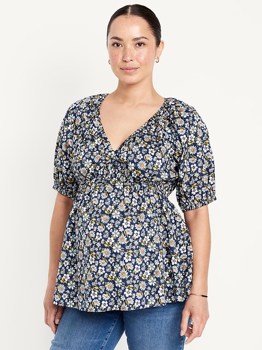 Image number 1 showing, Maternity Short-Sleeve Poplin Top