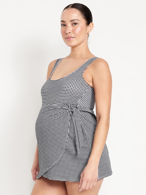 Maternity Classic Wrap Pique Swim Dress