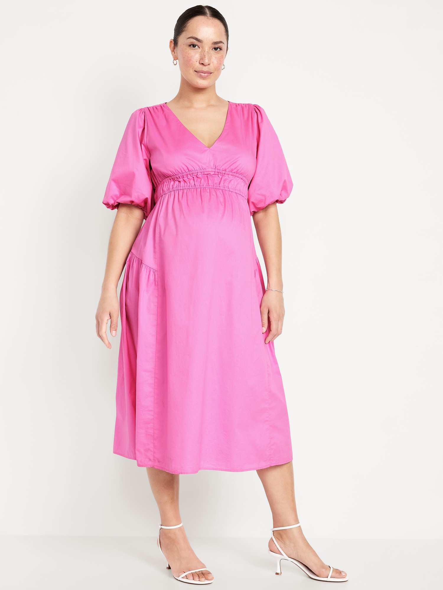 Maternity Waist-Defined Midi Dress