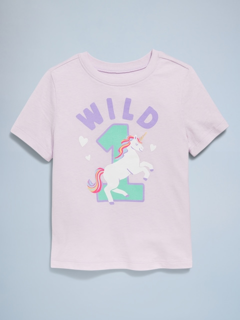 Birthday Graphic T-Shirt for Toddler Girls - Purple