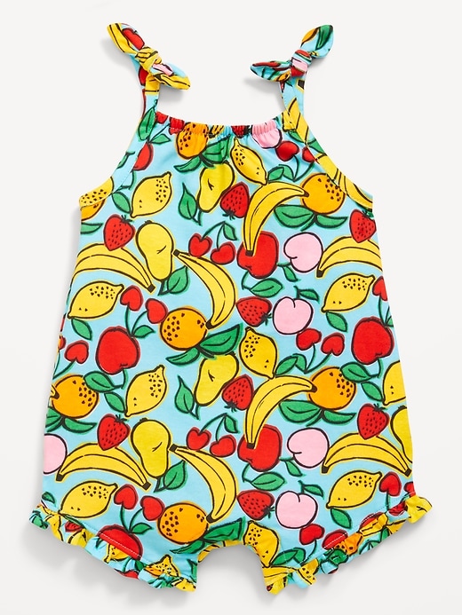 View large product image 1 of 1. Sleeveless Tie-Knot Graphic One-Piece Romper for Baby