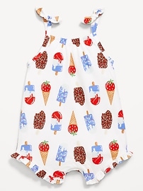 Image number 1 showing, Sleeveless Tie-Knot Graphic One-Piece Romper for Baby