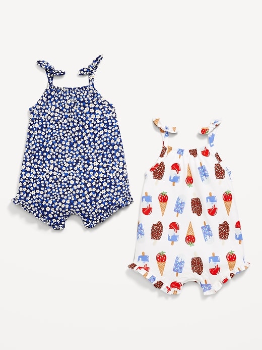 View large product image 2 of 2. Sleeveless Tie-Knot One-Piece Romper 2-Pack for Baby