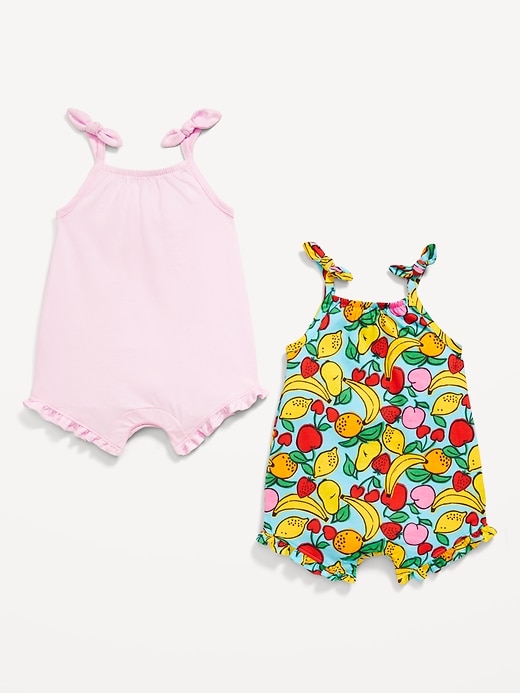 View large product image 2 of 2. Sleeveless Tie-Knot One-Piece Romper 2-Pack for Baby