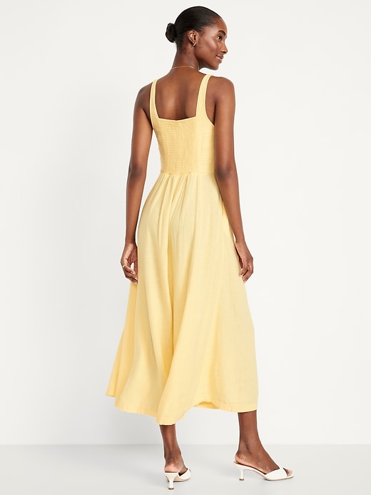 Image number 2 showing, Fit & Flare Sleeveless Linen-Blend Midi Dress