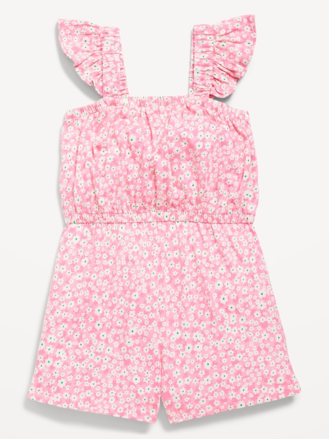 Printed Sleeveless Romper for Toddler Girls - Blue