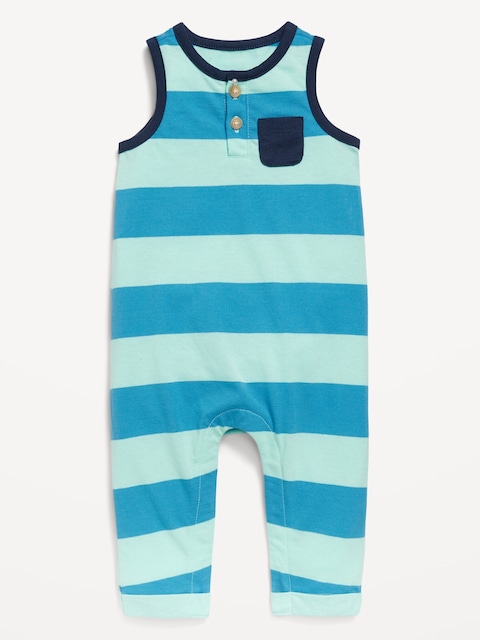 Printed Sleeveless Henley One-Piece for Baby