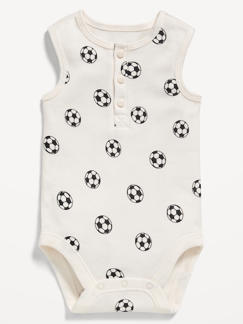 Printed Sleeveless Henley Bodysuit for Baby