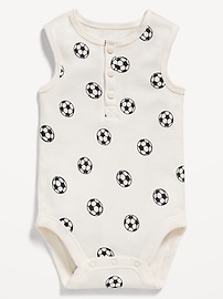 Image number 1 showing, Printed Sleeveless Henley Bodysuit for Baby