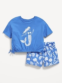 Image number 1 showing, Graphic T-Shirt and Shorts Set for Toddler Girls