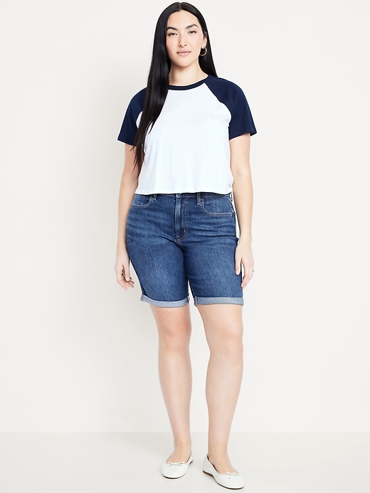 Image number 5 showing, High-Waisted Wow Jean Shorts -- 9-inch inseam