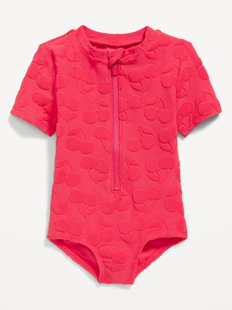 Textured Zip-Front Rashguard One-Piece Swimsuit for Toddler & Baby