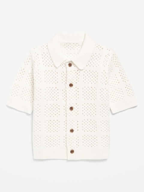Oversized Crochet-Knit Shirt for Toddler Boys
