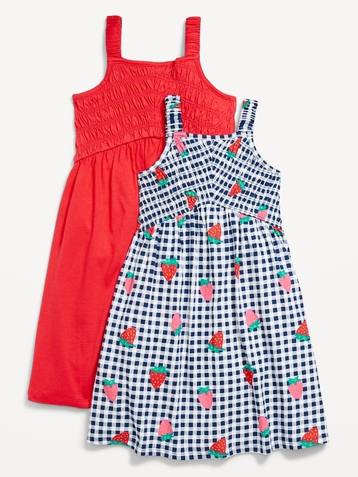 View large product image 1 of 1. 2-Pack Fit & Flare Sleeveless Smocked Dress for Girls