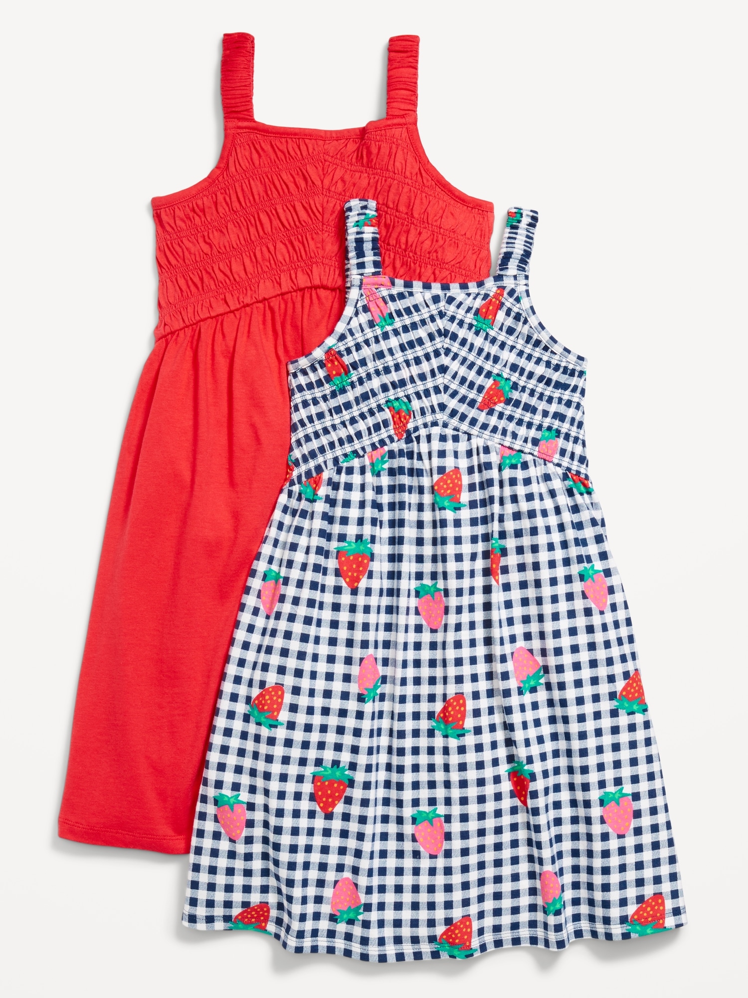 Robe à smocks ajustée et évasée sans manches pour fille (paquet de 2)