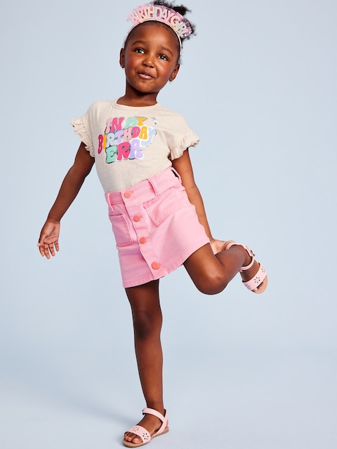 Birthday Graphic T-Shirt for Toddler Girls - Beige