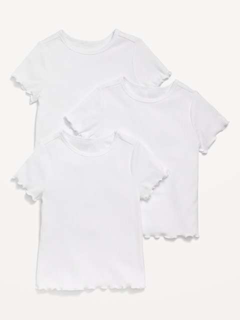 Short-Sleeve Lettuce-Edge T-Shirt 3-Pack for Toddler Girls