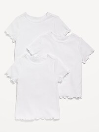 Image number 1 showing, Short-Sleeve Lettuce-Edge T-Shirt 3-Pack for Toddler Girls