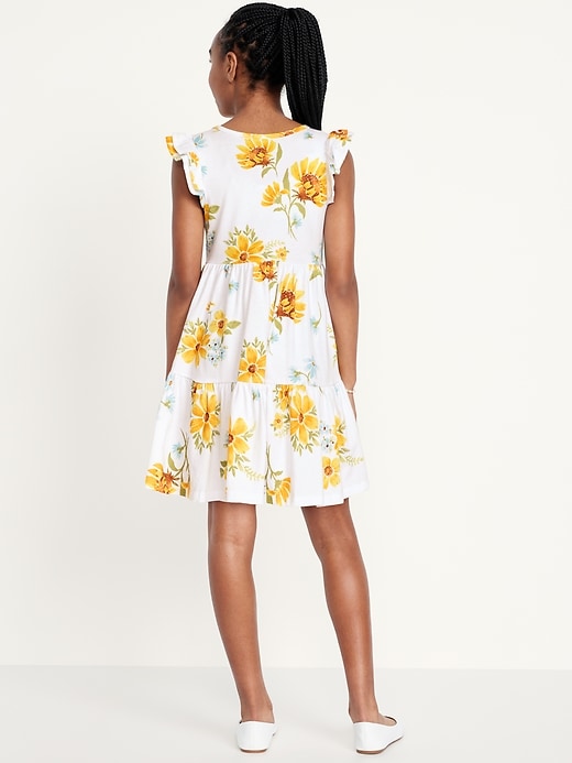 View large product image 2 of 5. Printed Flutter-Sleeve Tiered Swing Dress for Girls