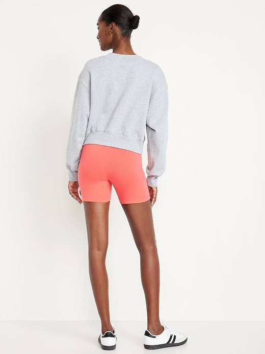 View large product image 2 of 7. High-Waisted Jersey Biker Shorts -- 6-inch inseam