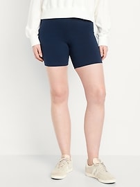 View large product image 4 of 7. High-Waisted Jersey Biker Shorts -- 6-inch inseam