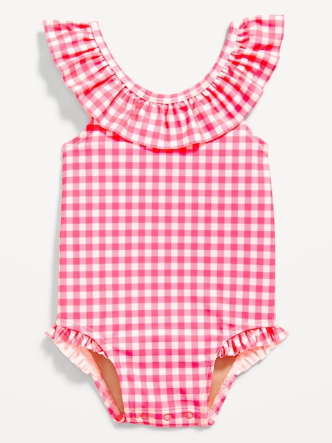 Maillot une-pièce à bordure volantée et à motif pour bébé