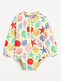 L'image numéro 1 présente Maillot de bain anti-UV une-pièce à motif avec glissière sur le devant pour bébé