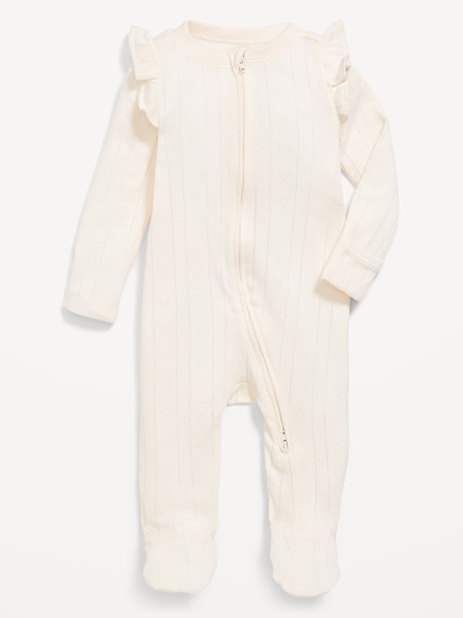 View large product image 1 of 2. 2-Way-Zip Sleep & Play Ruffled Footed One-Piece for Baby