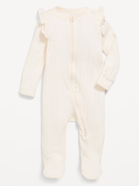 2-Way-Zip Sleep & Play Ruffled Footed One-Piece for Baby