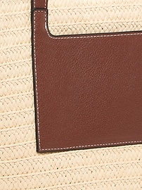 View large product image 3 of 3. Faux-Leather Drawstring Straw Tote