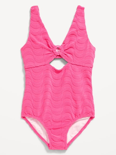 Textured Cutout One-Piece Swimsuit for Girls