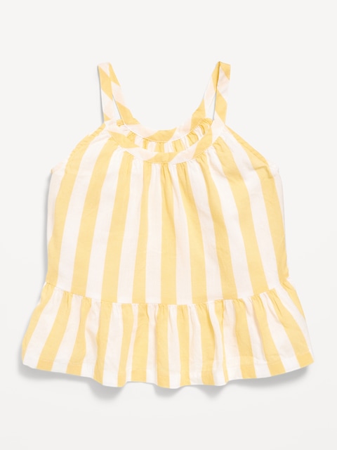 Printed Cami Peplum Top for Toddler Girls - White/Yellow Stripe