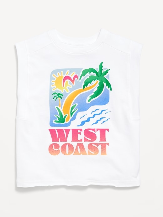 View large product image 1 of 1. Sleeveless Muscle Graphic T-Shirt for Girls
