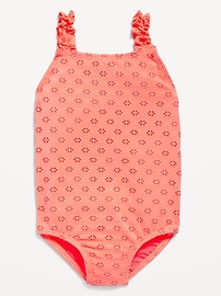 Image number 1 showing, Eyelet Ruffle-Strap One-Piece Swimsuit for Toddler Girls