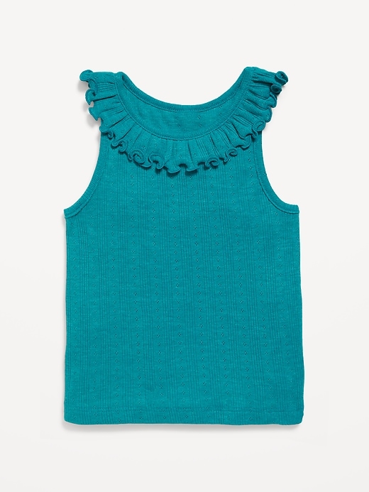 View large product image 1 of 1. Fitted Ruffle-Neck Tank Top for Toddler Girls