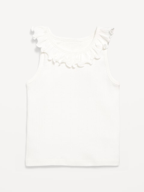 Fitted Ruffle-Neck Tank Top for Toddler Girls